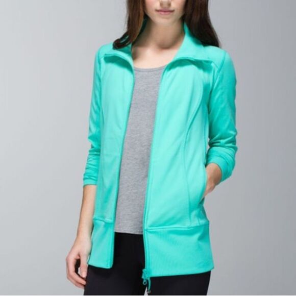 Lululemon Athletica Nice Asana Jacket Bali Breeze Long Sleeve Full Zip Womens 8 - Picture 11 of 11